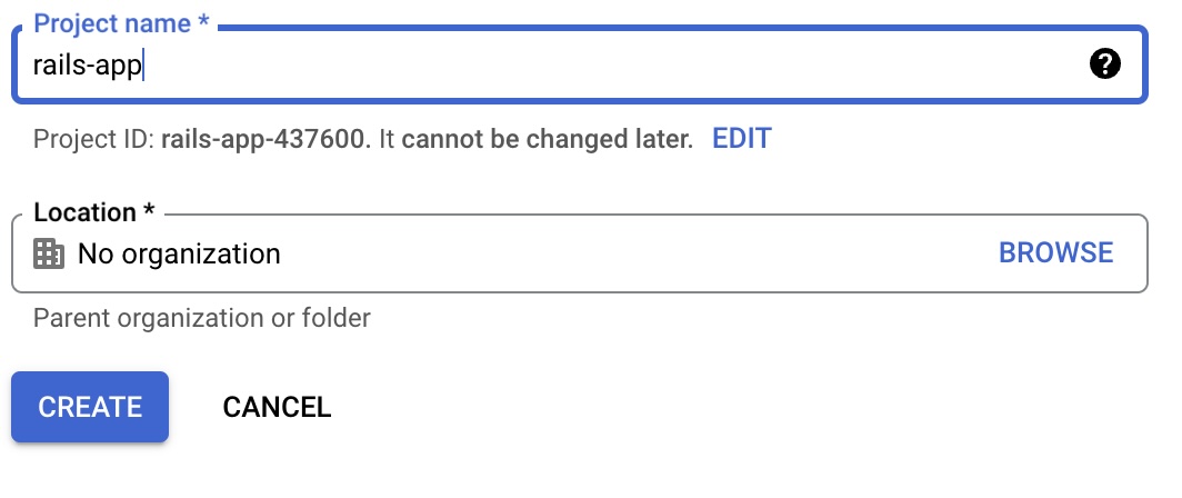 Google Cloud Console - Projects